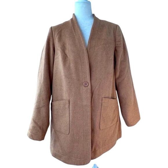 Denim &Co Tan Coat QVC Two Pockets V Neck SZ Small NWOT - Picture 14 of 14